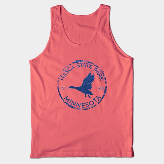 Itasca State Park Minnesota Birder's Duck in Flight Birding Tank Top by Pine Hill Goods